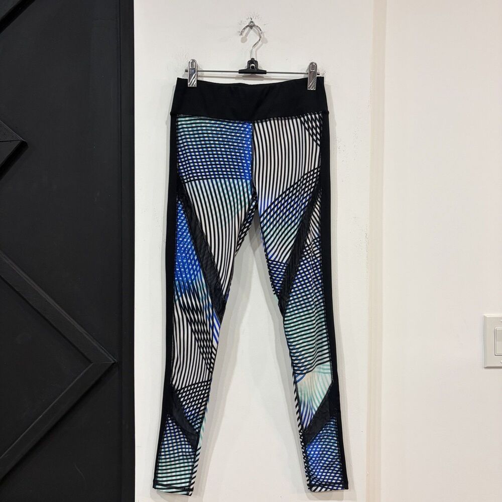 Tail Activewear Blue White Geometric Mesh Cutout Leggings Size Small Workout